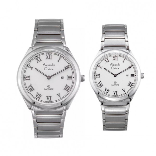 Alexandre Christie AC 8538 Silver White Couple Sapphire Alexandre Christie AC 8538 Silver White Couple Sapphire
